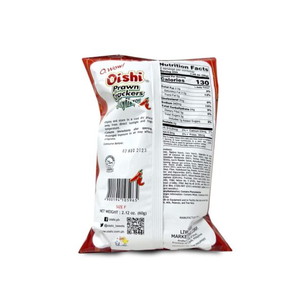 Oishi Prawn Crackers 60g 2