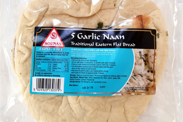 Sounas Garlic Naans - 5 Pack