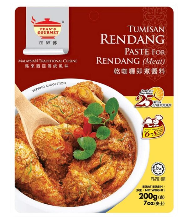 Teans Gourmet Malaysian Tumisan Rendang Dry Curry Paste for Meat 200g