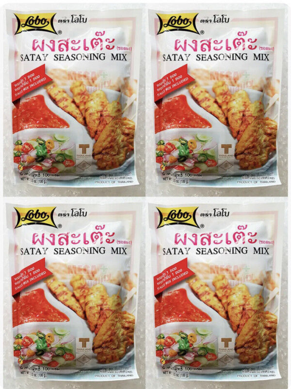 4 X Lobo Thai Food Satay Seasoning Mix BBQ Sauce Authentic Thai Style Food 100g