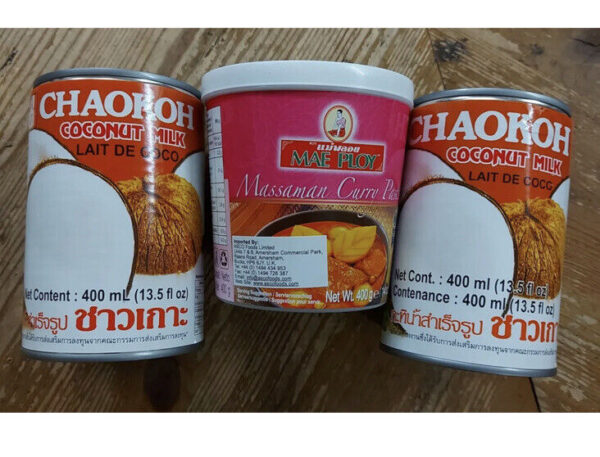 Thai Massaman curry set Mae Ploy brand Massaman Paste + 2 x Chaokoh Coconut milk