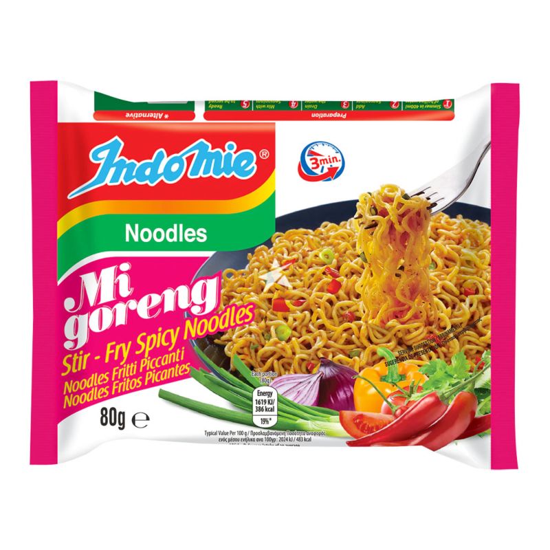 Indomie Instant Noodles Mi Goreng Stir-Fry Spicy 80g