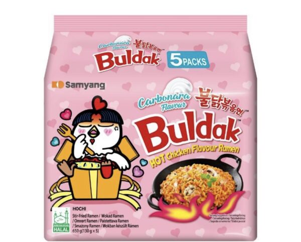 SAMYANG PACK OF 5X BULDAK CARBONARA FLAVOUR 130G HOT CHICKEN FLAVOUR RAMEN